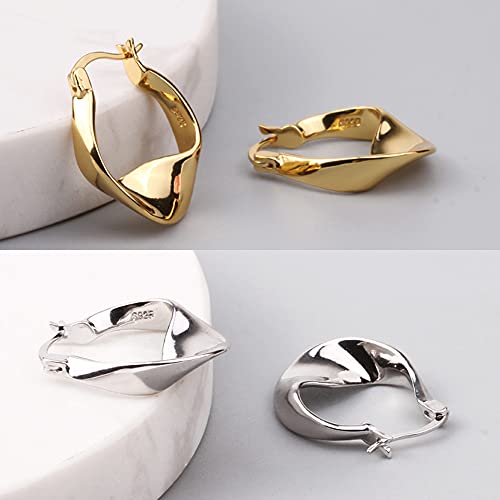 Sterling Silver Hoop Earrings For Women,14K White Gold Earrings Hypoallergenic Chunky Huggie Silver Hoops Small Fashion Dainty Earring #TOP5