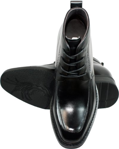 Calden Men's Invisible Height Increasing Elevator Shoes - Black Leather Lace-up Dress Formal Ankle Boots - 3 Inches Taller - K28801 - Size 8 D(M) US4