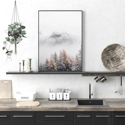 Impression sur toile forêt brumeuse XBTYKPB art mural rustique - 2