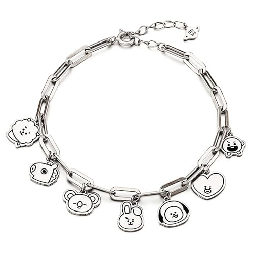 deegbbyi BTS Pulseras, Personalizadas Pulsera, BTS Merch Gifts, Pulsera de Plata Ajustable, Pulseras de la Amistad para Mujeres, Brazalete para Parejas, para Fans, Adolescente, Madre y Tía