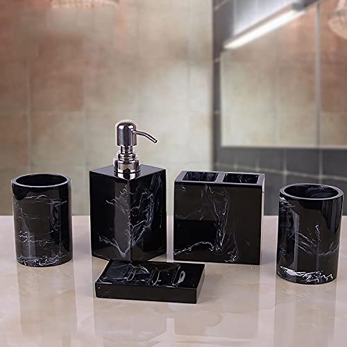 Soporte de cepillo de dientes y juego de baño de resina efecto mármol para organizar lavabo