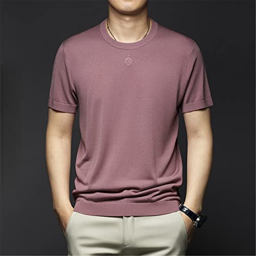 T-shirt d'été pour homme Xiangyuzi en tricot uni col rond taille 3XL - 2