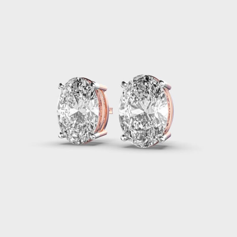 Orecchini ovali classici in argento sterling 925 | Placcatura in oro rosa | N. pietra: 2 | Dimensioni gemma: 3,00-3,99 mm | Peso: 6 ct | Forma: ovale | 5,5 grammi |LKE_R_00154
