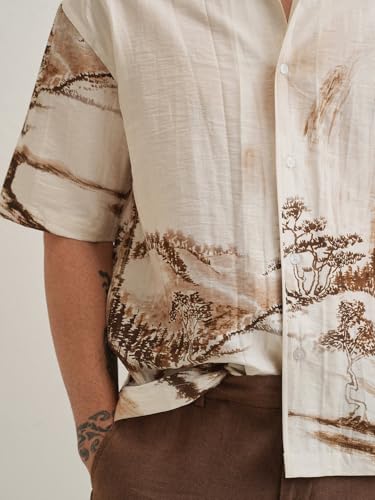 Image of Pinkmint Men Printed Cotton Flex Shirt | Stylish Designer | Regular Fit Floral & Abstract Print Shirt for Men (Available in Plus Size)