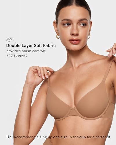 Image of INLYRIC Women's Inbarely Plus Demi Bra Balconette Unlined Underwire No Padding Plunge Bras Comfortable