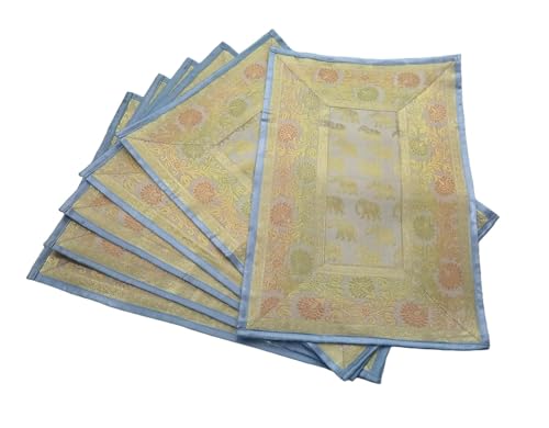 Image of Diwali Room Decor Silk Table Runner Placemats Tea Coaster Set for Living Room 4 to 6 Seater Dinning Table Table Mat Set Centre Table Top Decor Pack of 13 Pcs (Grey)