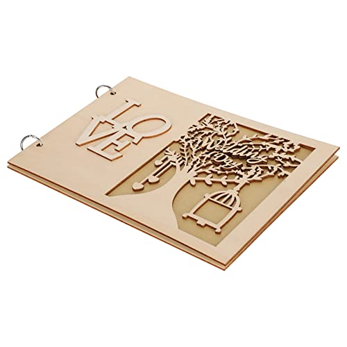 Libro degli Ospiti per Matrimonio in Legno - Quaderno Creativo in Legno per Matrimonio - Diario 'album di Nozze - Stile Artigianale JM01460, JM01461, JM01636 (Stile 2