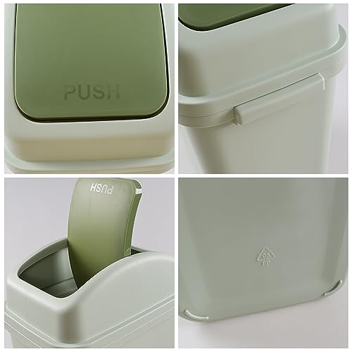 Caneca de basura plástica 1.8 galones con tapa basculante verde miniatura 3