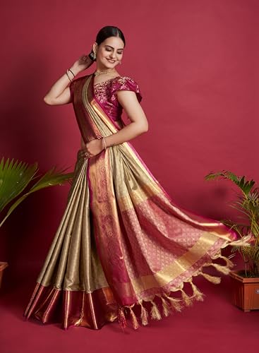 Image of Avantika Fashion Women's Woven Cotton Silk Art Silk Banarasi Saree With Blouse Piece