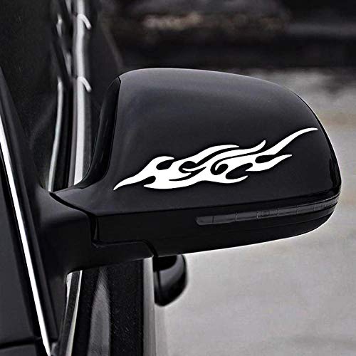 Voroly 2 Pcs Flame Pattern Car Rearview Mirror Stickers Decor DIY Decals Auto Body Bumper Stickers 7"x1.57" (White)