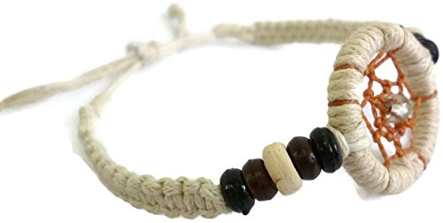 Moose546 Dream Catchers Shambhala Bracelet with Sliding Knot Adjustable Closure Braided Bracelet 6 to 9 (Cream)