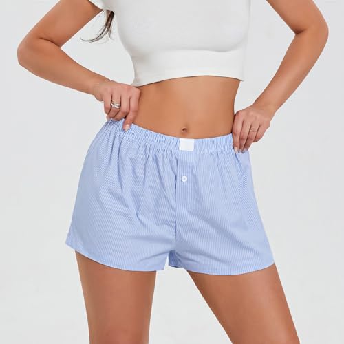 Image of Y2k Women Gingham Boxer Shorts Low Rise Micro Pajamas PJ Sleep Short Pants Plaid Sleepwear Sleeping Lounge Bottoms