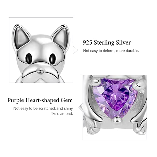 Image of GNOCE Embraces Heart Gemstone Bead Charms 925 Sterling Silver Wolf Fox Bear Husky Hedgehog Astronaut Chihuahua Dinosaur Rabbit Koala Axolotl Angel Tiger Dog Unicorn Cat Jewelry Gift for Women