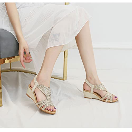 Sandals Women's Large Sandals Summer Lightweight and Simple Shoes Slope Heel Sandals Women's Shoes Sandal(C,40)2