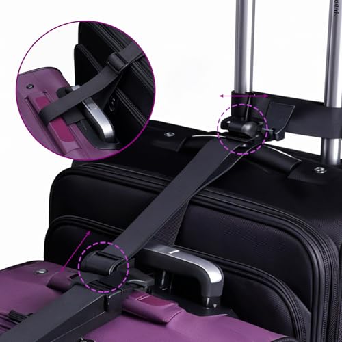 Image of Ptwola 2 Pack Add a Bag Luggage Strap Heavy Duty Suitcase Belt Adjustable Buckle Luggage Connector Nylon Travel Attachment Strap Essentials for Women Men Handbag Backpack Bag Accessories
