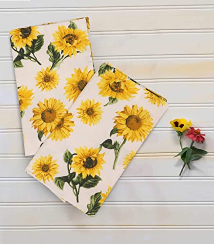 [20X20] Cloth Napkins Set Of 12 Cotton, Dinner Napkins Cloth Washable, Sunflower Print Premium Over Sized Cloth Napkins With Mitered Corners, Ultra Soft, Durable Hotel Quality #TOP5