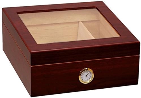 Personalized Cigar Humidor Cherry Glass Top with Humidifier & External HygrometerCase Elegance Humidor Cigar Box | Spanish Cedar Cigar Case | Cigars Gift Set for Men
