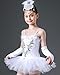 FONLAM Vestido Maillot de Ballet Tutú Niña, Blanco, 5-6 aÃ±os