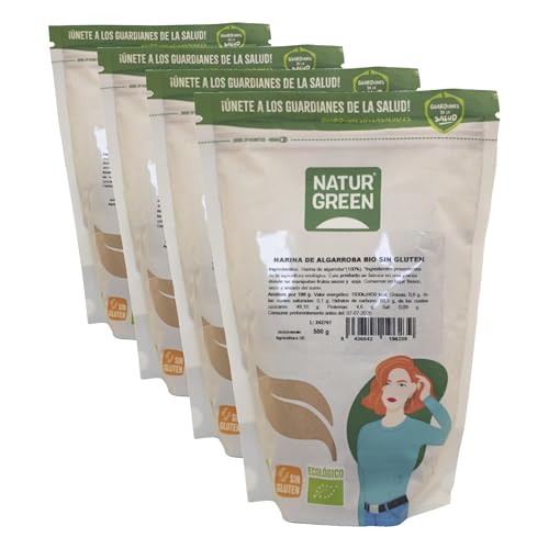 NaturGreen Harina de Algarroba, en Polvo, 500g (Paquete de 4)