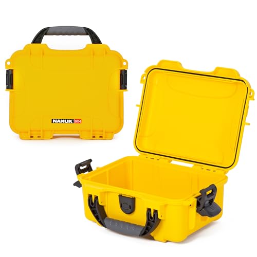 Image of NANUK 904 Empty Hard Case - IP67 Waterproof Protective Hard-Shell Case, Impact-Resistant & Dustproof Storage Case, Perfect for Travel, 10.2 inch x 7.9 inch x 4.5 inch, Made in Canada - Yellow