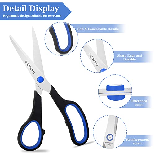 Sopeiouo Scissors Set Of 6-Pack, 8 Inch Scissors All Purpose Comfort-Grip Handles Sharp Scissors For Office Home School Craft Sewing Fabric Supplies thumb #6