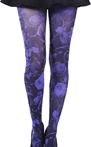 Purple Floral Tights For Women