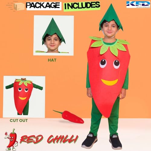 Image of Kaku Fancy Dresses Fruit and Vegetable Costume Paper Cutout with Cap For Kids | Healthy Food Costume For Boys & Girls (Tracksuit Not Included)