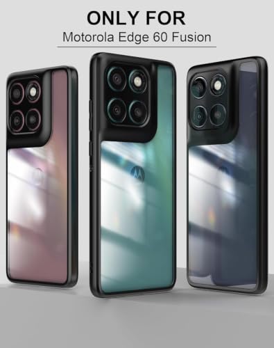 Image of VONZEE Clear Back Case Cover for Motorola Moto Edge 60 Fusion 5G | Shockproof Design | Hard Back Cover Case for Motorola Moto Edge 60 Fusion 5G (PC & TPU, Black)