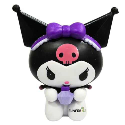 Image of FUNFOB Kuromi Action Figure Height -7.5cm Collectible Figurine PVC Multicolour | Kuromi Black Purple with Bottle