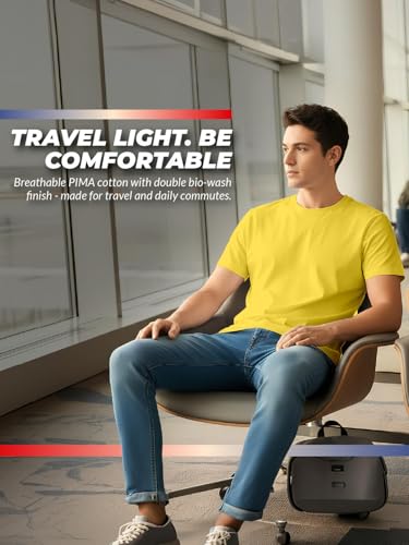 Image of 100% PIMA Cotton T Shirt for Man | Premium Men T-Shirts Regular Fit | Half Sleeve Round Neck Cotton Tshirt for Man | Mens Tees Made for Indian Climate | Available in 10 Colours