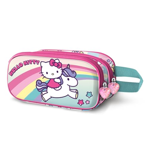 Hello Kitty Unicorn-Trousse 3D Double, Rose 22 x 10 cm