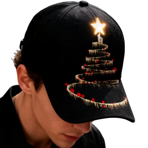 Gorras de béisbol para hombre, diseño de estrella de árbol de Navidad, gorra de béisbol para vacaciones, para adolescentes, hombres, , cumpleaños, correr, viajes, deportes, senderismo