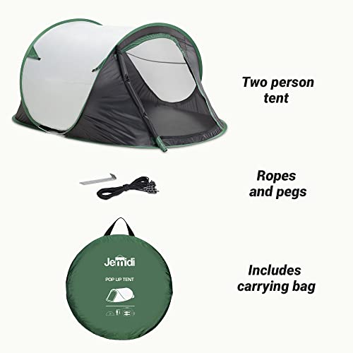 Jemidi Tenda Campeggio 2 Posti Ultraleggera - Tenda Istantanea 2 Persone - Camping Tent Con Rete Zanzariera Anti Zanzare - Tenda Pop Up Ultra Leggera - 8