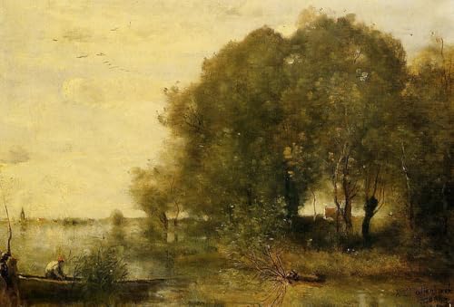 Peintures à l'huile d'art célèbres Péninsule boisée Corot -04