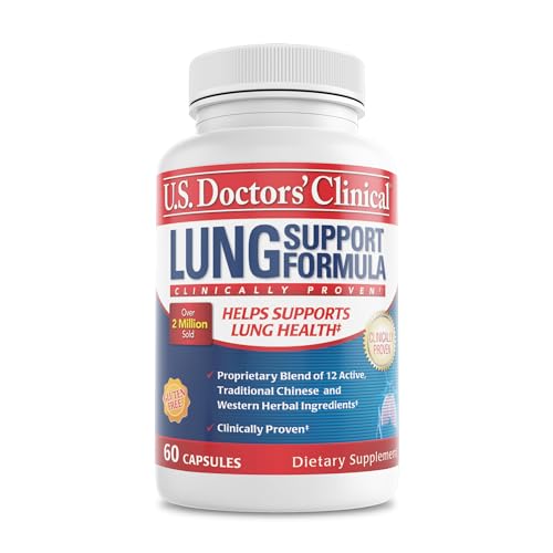 U.S. Doctors' Clinical Lung Support Supplement - 12 Chinese Herbs, Vitamin A, C, Magnesium & Zinc - Respiratory & Immune Health Support - for Breathing Comfort* - Non-GMO, Gluten Free - 60 Capsules