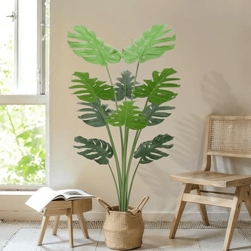 HWQFM 人工観葉植物 フェイクグリーン 大型 大きい 事務所 モンステラ インテリア 造花 部屋 空間 快適 お手入れ 不要 自宅 室内 用 ギフト 贈り物 モダン おしゃれ 目隠し リビング 飾り シンプル 90cm 新生活 玄関 模様替え 一人暮ら