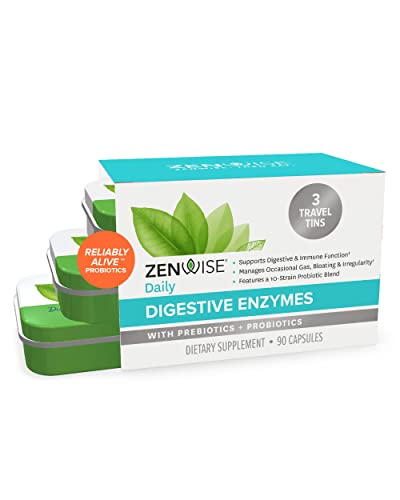 Zenwise Probiotic Digestive Multi Enzymes, Probiotics for Digestive Health, Bloating Relief for Women and Men, Enzymes for Digestion with Prebiotics and Probiotics for Gut Health (90 CT (Pack of 1))