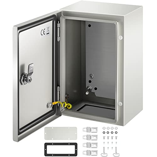 VEVOR NEMA Steel Enclosure,12 x 8 x 6'' NEMA 4X Steel Electrical Box, IP66 Waterproof & Dustproof, Outdoor/Indoor Electrical Junction Box, with Mounting Plate