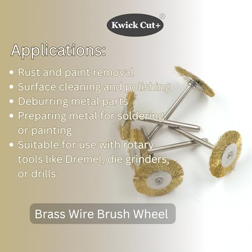 Image of Mini Brass Wire Brush Wheel Dia 25mm Shank 3mm 5 pcs Shank for Drill & Rotary Tool - Rust Removal, Metal Polishing, Cleaning - Compatible with Dremel Tools