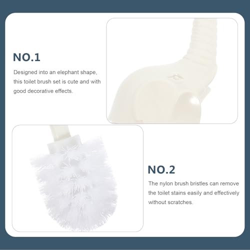 Brosse de toilette Uonlytech contre la saleté WC avec support céramique éléphant