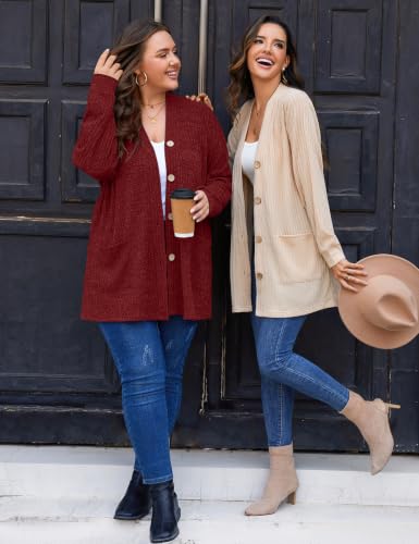 Image of MONNURO Plus Size Cardigan for Women Lightweight Open Front with Pockets