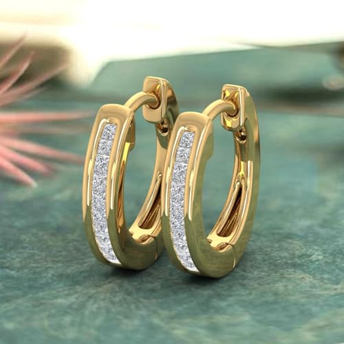 1/5 to 1/4 Carat Channel Set Natural Diamond Hoop Earrings in 10K Gold4