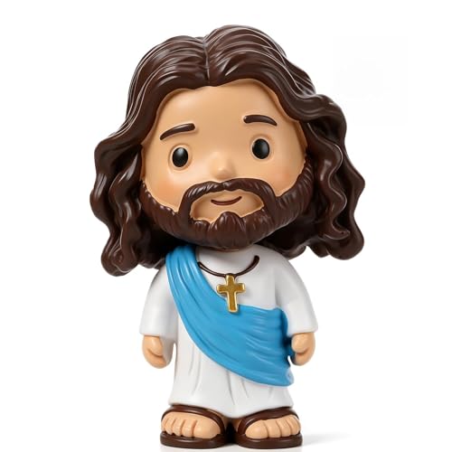 GGSTDDUP Jesus Bobblehead for Car Dashboard 3.5 Resin Mini Jesus Figure Small Jesus Figurine Jesus Gifts Religious Party Favors Christian Car Decor for Desk Shelf Home (Blue)