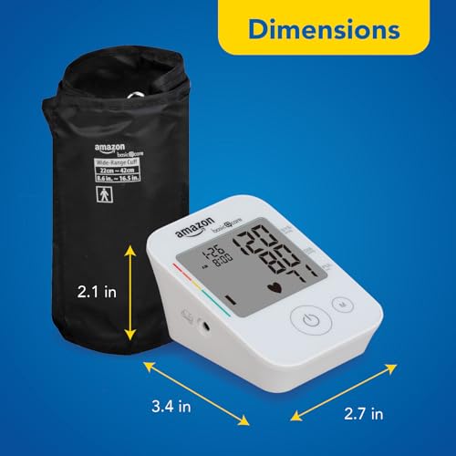Amazon Basic Care Blood Pressure Monitor, Wide Range Arm Cuff, Intelligent Inflation Technology, Home Monitoring, Hypertension Indicator, Irregular Heartbeat Detection, Large (Previously Healthwise) - Image 6
