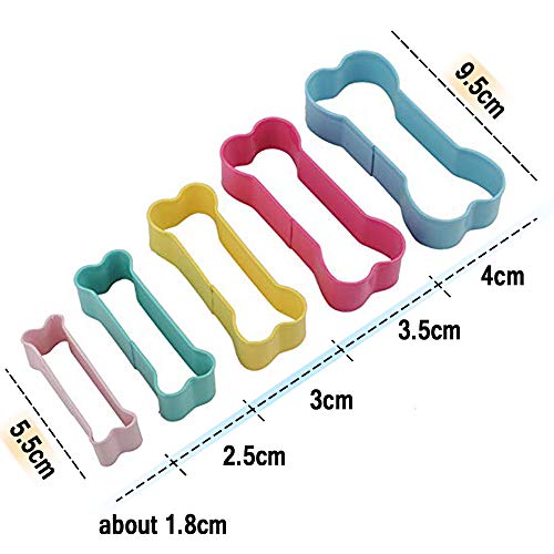 Cookie Cutter Dog Bone Shape Set, Amison Stainless Steel Metal Dog Bone Shape Cutters Colorful Bpa Free 5 In 1 #TOP6