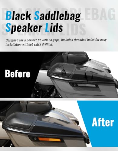 Tapas para altavoces de alforjas 6x9 pulgadas para Harley Road Glide y Street Glide (2023-2026) | Tira de sellado incluida, Negro mate, Plástico ABS, Instalación sin perforación miniatura 2