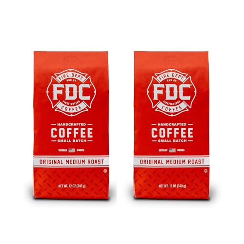 Fire Department Coffee - Gives Back to Firefighters - Original Medium Roast Ground Coffee - Balanced & Smooth - Roasted in the USA - Veteran Owned (12 oz, Pack of 2)