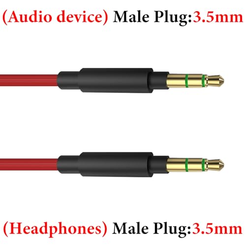 Image of GEEKRIA Audio Cable Compatible with Yamaha YH-L500A, ATH-SR5, ATH-AR3BT, ATH-M20xBT, ATH-M50xBT2, Pioneer SEMS7BT Headphones, 3.5mm Aux Replacement Stereo Cord (4ft /1.2m)