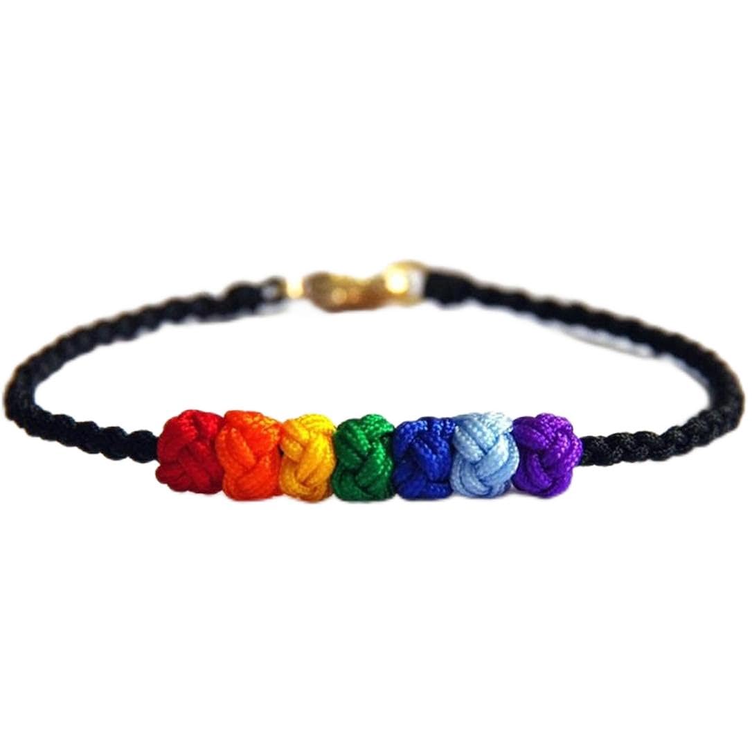 Braccialetti LGBT Arcobaleno - Set Di 6 In Tessuto, Regolabili, Per Pride E Festività - Foto 2