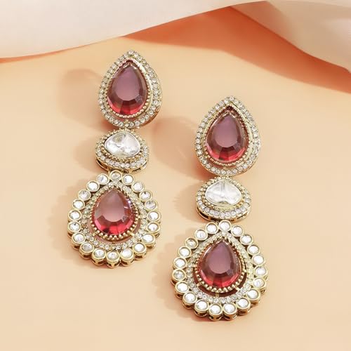 Image of Rubans Gold Plated Kundan Traditional Necklace Set for Women Stylish